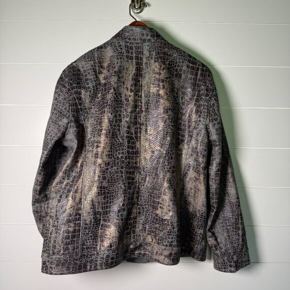 Chicos Reversible Blazer Jacket Size‎ 3 Gray Black, Alligator Print - Picture 4 of 11
